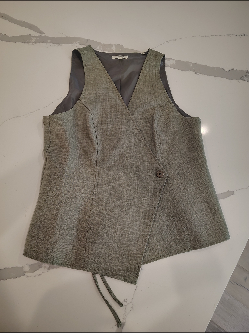 Max Studio Wrap Sleeveless Blazer Vest in light Olive Green size Medium